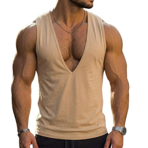 Débardeur Homme Col V Profond Uni Personnalisable Streetwear Coupe Slim Gilet Tendance Prix de Gros - Product Image 4