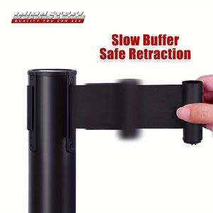 6 pezzi 6.6ft/2m nero retrattile cintura Stanchion Set facile montaggio folla controllo barriera in metallo Base di accesso prodotti di controllo - Product Image 6