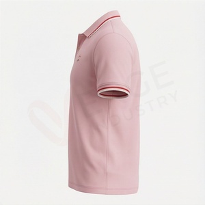 Polo en coton Oxford rose à manches courtes pour homme, logo brodé, style décontracté chic, respirant, coupe classique, design uni - Product Image 3