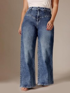 Womens Vintage Blue Denim Weekend Outfits Relaxed <b>Boot</b> Cut Jeans Smart Casual Wear Eco-Friendly Knee-Length Mid-Waist - Product Image 3