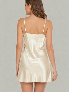 Chemise de nuit en satin pour femmes, mini robe de nuit, lingerie, vêtements de nuit - Product Image 2
