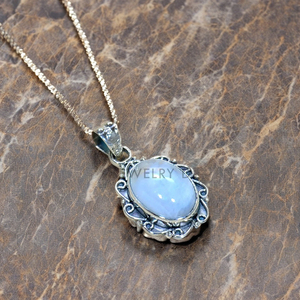 Colgantes reales de Plata de Ley 925 auténtica, piedra lunar arcoíris, venta al por mayor, joyería fina de plata - Product Image 1