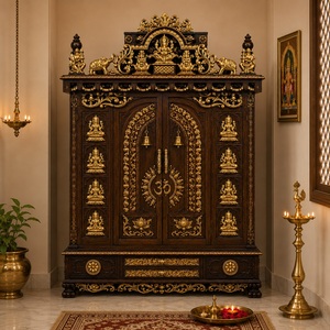 Temple traditionnel Gajalakshmi avec portes, luxueux temple traditionnel Gajalakshmi en teck sculpté avec portes, USA - Product Image 6