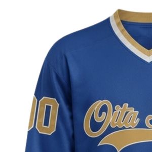 Camiseta Deportiva de Hockey sobre Hielo Sublimada Azul Rey para Hombre, Cuello en V, Rayas, Poliéster, Uniforme Deportivo para Equipo, Ropa para Partidos - Product Image 6