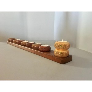 Portavelas de Madera Hecho a Mano, Forma Rectangular, con Grabado, Ecológico, Decoración para el Hogar - Product Image 1