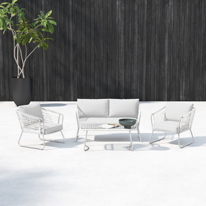 Ensemble de 4 sièges de canapé en rotin confortable avec coussins doux - Product Image 3