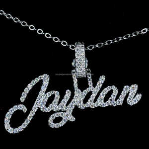 Customized Personalize Initial Glitter Diamond 925 Sterling Silver <b>Name</b> Pendent <b>Necklace</b> - Product Image 2