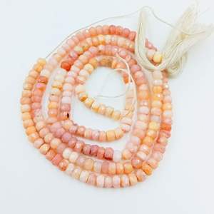 Perles Rondelles Facettées en Opale Rose, Pierre Précieuse Dégradée, Fil de 4 Pouces pour la Fabrication de Bijoux en Gros - Product Image 1