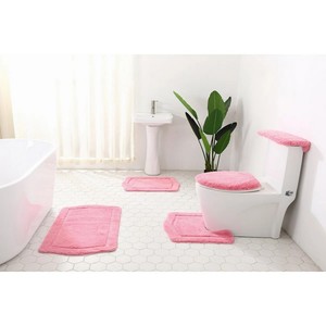 Rectangle Bath <b>Mat</b> <b>Set</b> 3 Piece Non-Slip Rubber Backing For Home Use Solid Color Bathtub Toilet Sink <b>Mats</b> - Product Image 1