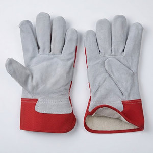Gants de travail de sécurité en cuir de vachette de haute qualité avec dos en tissu de coton perforé et doublure en polaire, industriels pour la construction - Product Image 5