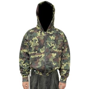 Sudadera con Capucha y Cremallera de Camuflaje, Corte Cuadrado, Gruesa, 100% Algodón, Talla Grande, Personalizable, Unisex, de Alta Calidad, Precio Responsable - Product Image 1