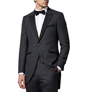 Costume de queue-de-pie pour homme en laine gris anthracite sur mesure, coupe ajustée, avec revers en vraie fourrure de renard, pour marié, smoking, frac de cérémonie, mariage formel - Product Image 3