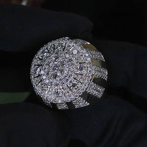 925 Sterling <b>Silver</b> Moissanite Diamond Mens Engagement <b>Ring</b> Iced Out Champion <b>Statement</b> Pinky <b>Ring</b> Hip Hop Rapper Bling Jewelry - Product Image 1