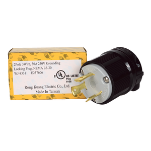 Productos compatibles con Hubbell WJ-8331 Conector industrial profesional L6-30P 30A 250V con cierre giratorio para soportes de construcción - Product Image 5