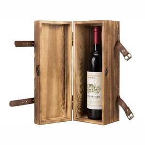 Soporte para Botellas de Vino de Madera Natural Hecho a Mano |   Elegante Caja de Vino de Pino para Aniversario de Bodas, Caja Individual para Regalos Corporativos - Product Image 2