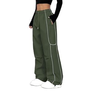 Custom Green Cargo <b>Pants</b> with White Piping – Adjustable Waist, Stylish and Comfortable Bulk Wholesale USA - Product Image 2