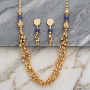 Pendientes de Cadena de Plata 925 con Borlas y Cuentas de Piedra Morada, Largos y Colgantes, Joyería de Moda Hecha a Mano - Product Image 1