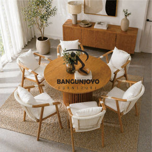 Mesa de Comedor Moderna Minimalista de Madera de Raíz de Teca con Sillas Ajustables y Cómodas - Juego de Comedor Extensible, Duradero y Ecológico para el Hogar - Product Image 2