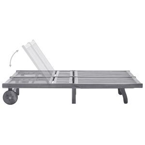 Chaise longue réglable pour 2 personnes avec accoudoirs en bois d'acacia massif gris - Product Image 3