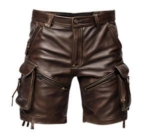 Short en cuir marron de haute qualité non tissé respirant pour hommes, élégant et fonctionnel, pour sorties décontractées, voyage, commande en gros - Product Image 1