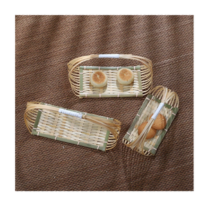 Handmade Vietnamese Bamboo Serving <b>Tray</b> Boat Natural Woven <b>Basket</b> <b>Tray</b> For Restaurants Cafes Hotels Home Decor & Catering - Product Image 4