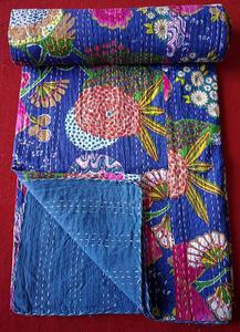 Colcha Indiana Tradicional Hecha a Mano, Colcha Kantha Vintage, Manta de Algodón Lavable, Colchas Reversibles Naranjas para el Hogar - Product Image 2