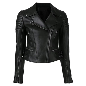 Texture Durable <b>Stitching</b> Comfortable Fit Fashion Outerwear OEM Women Leather Jacket PU Leather <b>Coat</b> Custom Design Smooth - Product Image 2