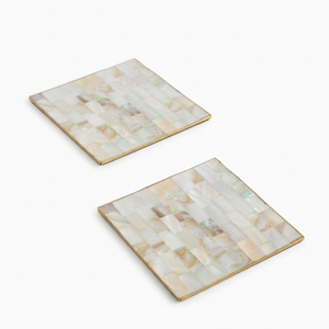 Sous-verres ronds faits main en nacre incrustée, sous-verres en coquille d'ormeau pour la décoration de table basse, vente en gros d'articles de table en nacre - Product Image 2