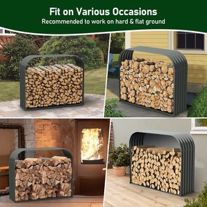 ODM Corrugated Galvanized Steel Heavy-Duty <b>Firewood</b> Rack <b>Indoor</b>/Outdoor <b>Storage</b> Log Rack Holder for Home Garden Planter Included - Product Image 6