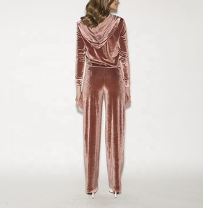 ชุดเสื้อครอปแบบมีซิปสำหรับผู้หญิง,ชุดวอร์มกางเกงมีฮู้ดและกางเกงลายทาง - Product Image 5