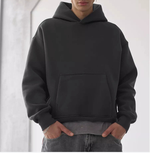 Men Casual Autumn High Quality <b>Thick</b> Knitted Plain Dyed Oversized Hoodies Custom Logo Eco-Friendly Cotton Heavyweight Unisex - Product Image 1