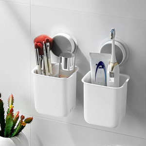 Soporte de pared sin taladros para cepillos de dientes de ABS con drenaje inferior, organizador de almacenamiento autoadhesivo para baño - Product Image 6