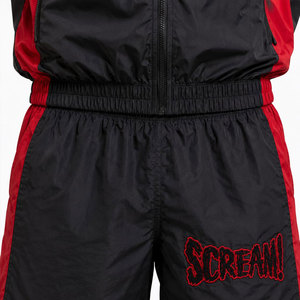 Scream Hooded Track <b>Jacket</b> And Shorts Set <b>Men</b> Red Black Color Blocking Sporty Style Quick Dry Polyester Spring Wear - Product Image 5