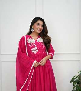 Ensemble haut et bas KF 1014 pour femme, style romain, 60x60, fait main, en coton, avec dentelle en soie romaine, dupatta, tenue ethnique traditionnelle - Product Image 3