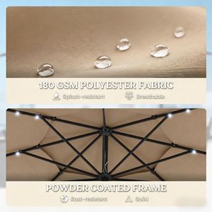 Ombrellone da Esterno 2.5m/2.7m di Diametro per Cortile, Ristorante, Spiaggia, Giardino - Ombrellone Durevole in PE e Poliestere per Spiaggia e Giardino - Product Image 4