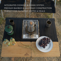 Table pliante de camping extérieur avec base en H, design Glamping, plateau d'extension portable, ensemble de mobilier de pique-nique et de repas, emballage postal Y