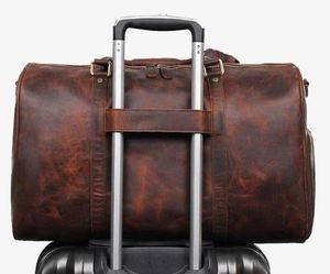 <b>Overnight</b> Genuine Leather Duffel Travel <b>Bag</b> Brown Travel Shoulder <b>Bag</b> Weekend Luggage <b>Bag</b> Leather Weekender Foldable - Product Image 1