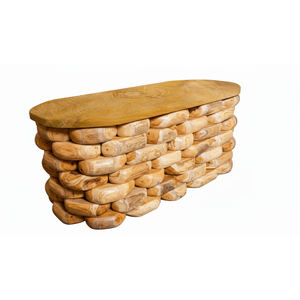 Table console ARTERRA en teck écologique durable, design rustique moderne fait main, pour salon - Product Image 2