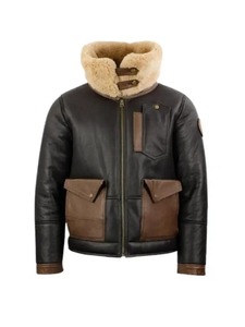 Chaqueta de aviador F-35 de piel de oveja color chocolate para hombre - Product Image 1