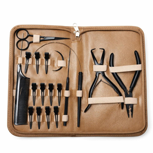 Kit professionnel d'extensions capillaires en acier inoxydable avec ciseaux, peigne, pinces et outils écologiques pour l'installation et le retrait - Product Image 1
