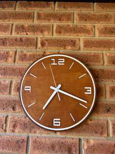 Handmade Silent Wooden Wall <b>Clock</b> - Unique Art with <b>White</b> color numbers with <b>White</b> color <b>clock</b> Hand - Product Image 6