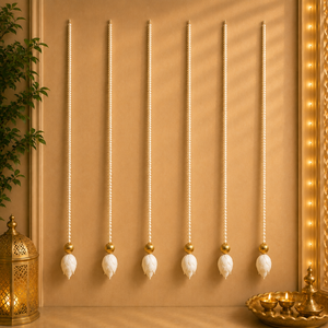 Guirnaldas de Jazmín Artificiales Hechas a Mano, Ecológicas, con Capullos de Loto y Cuentas Doradas, Decoración Floral Colgante para Bodas y Diwali - Product Image 2