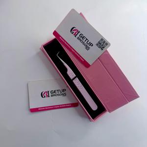 Pince à épiler professionnelle en acier inoxydable pour extensions de cils, logo personnalisé, rose, 90 degrés, forme en L, pince à épiler pour volume de cils, marque privée - Product Image 6