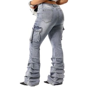 Vaqueros Anchos Personalizados con Bordado de Tigre para Mujer, Pantalones de Mezclilla de Pierna Ancha, Estilo Vintage Urbano, Moda OEM ODM al por Mayor - Product Image 4