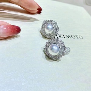 Pendientes de Perlas de Oro Natural de Plata de Ley S925 de Lujo Ligero, 10-11 mm de Diámetro, Categoría Diamante - Product Image 3