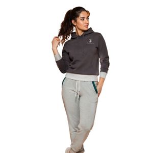 Women's <b>Charcoal</b> Pullover Hoodie and Light Grey <b>Jogger</b> Pants Two Piece Casual Athletic Tracksuit Set - Product Image 2