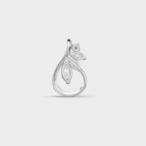 Collier pendentif de luxe pour femme en argent 925 plaqué rhodium avec diamant marquise, motif floral, chaîne maille forçat - Product Image 4