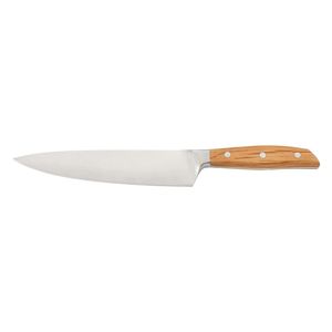Couteaux de cuisine à manche en bois brun avec lame pointue argentée, bord de coupe lisse, poignée rivetée pour la cuisine quotidienne et la découpe des aliments - Product Image 1