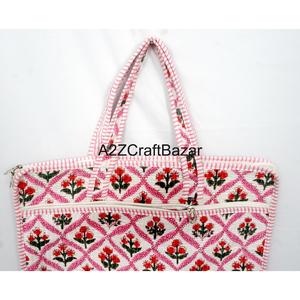 A2ZCraftBazar Handmade Modern Laptop <b>Bag</b> Eco-Friendly 100% Cotton Digital Print Quilted Zipper Closure Large Capacity Travel <b>Bag</b> - Product Image 4