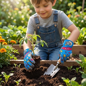 Women's Thermal Wrist-Length Gardening <b>Gloves</b> Anti-Slip <b>Waterproof</b> Cut-Resistant Leather Palm Protection <b>Kids</b> Gardening <b>Gloves</b> - Product Image 4